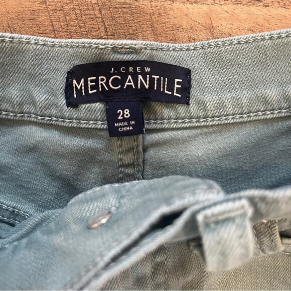 J Crew Mercantile Seafoam Green Cutoff Denim Short Size 28 Boho Coastal Vacation - Picture 6 of 9